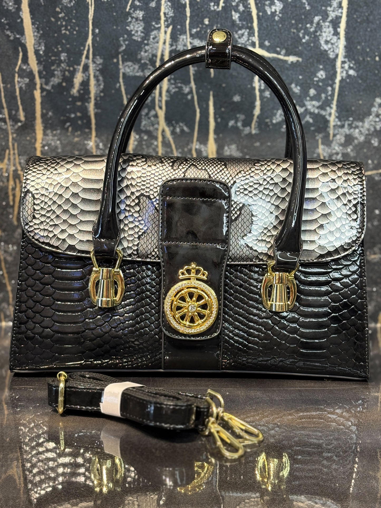 Eclipse Glossy Handbag Silver