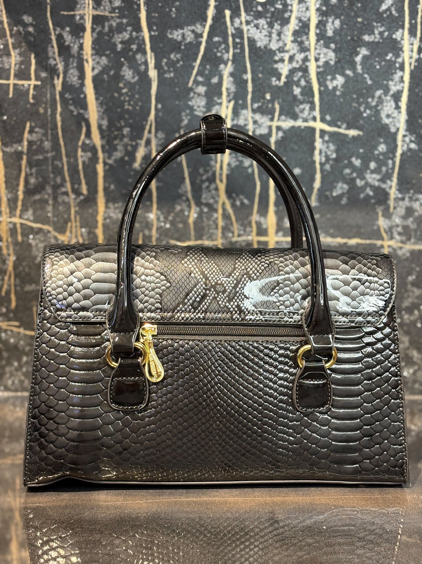 Eclipse Glossy Handbag Silver