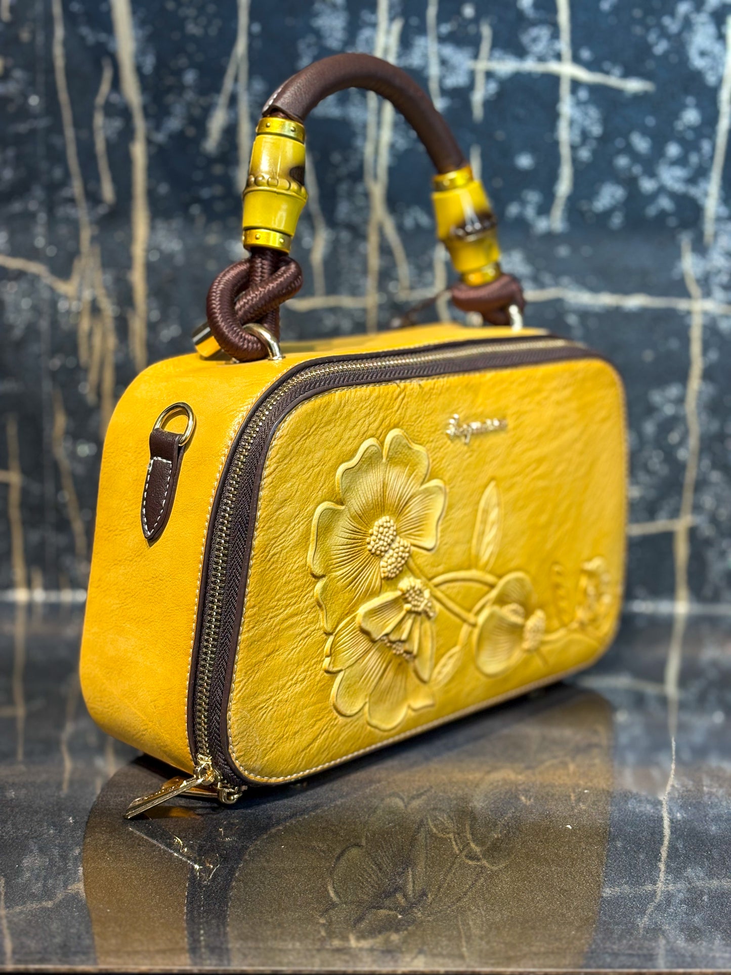 Golden Mustard Box Sling Bag