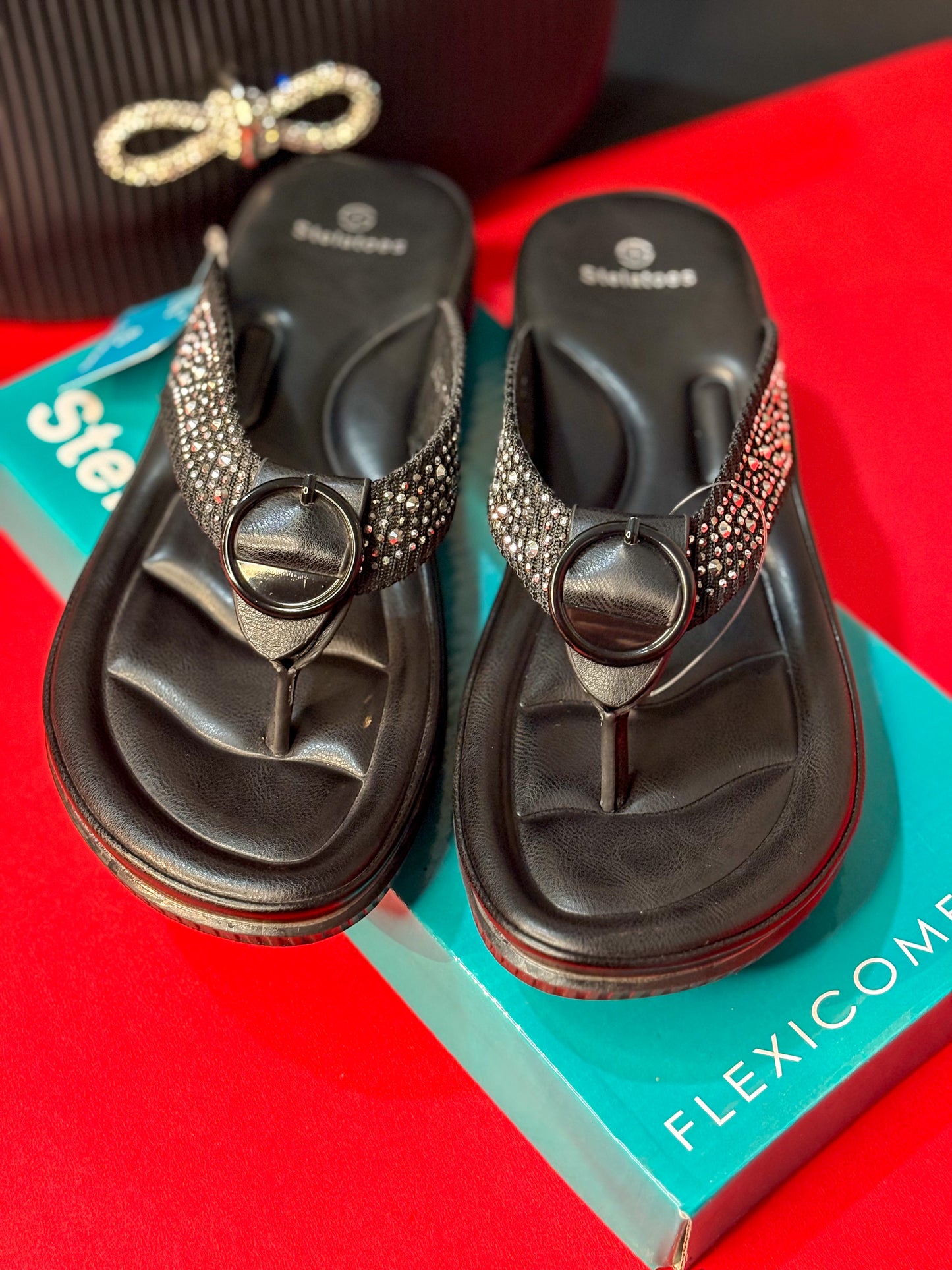 Black Cross Comfort Flats