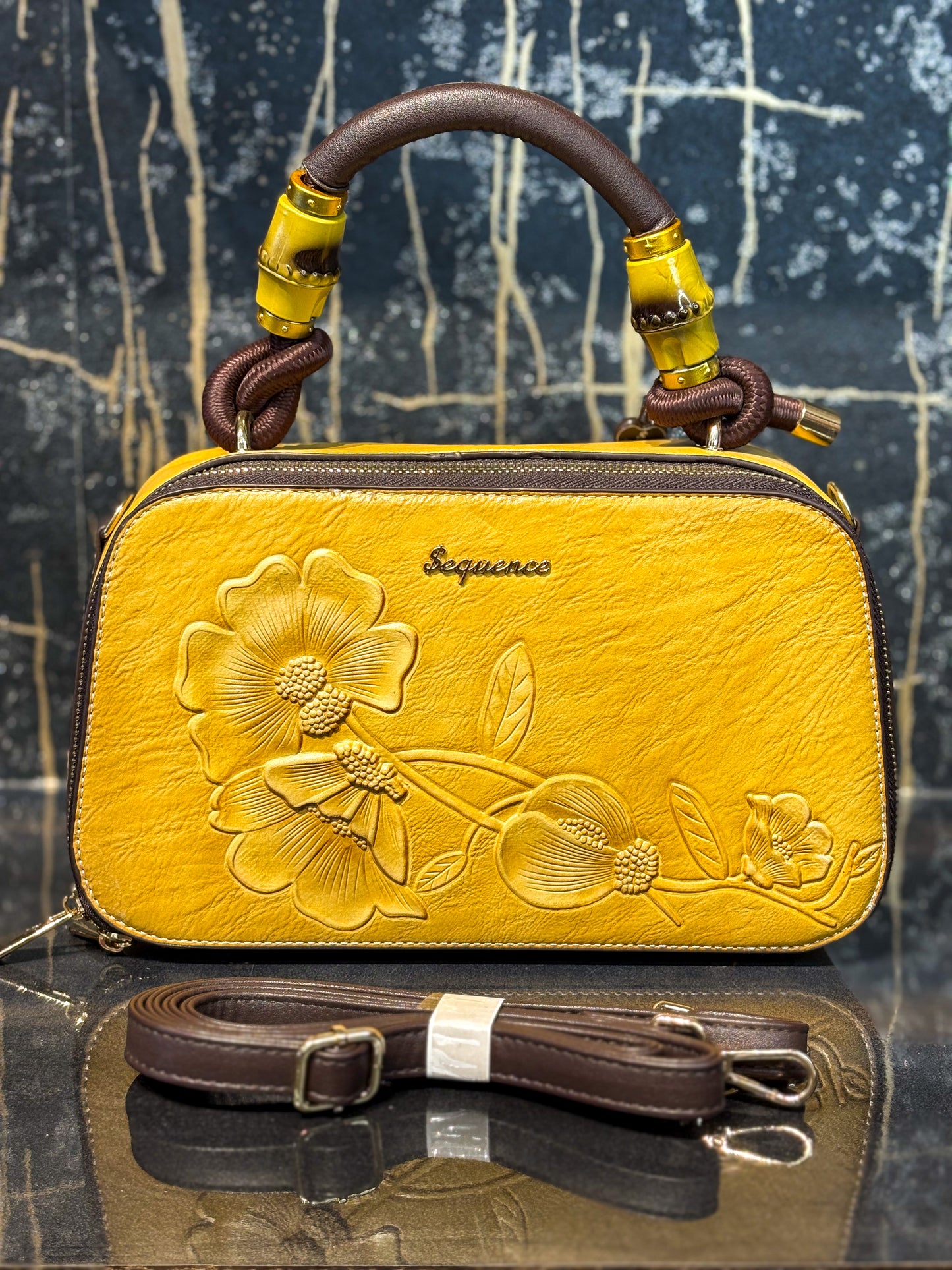 Golden Mustard Box Sling Bag
