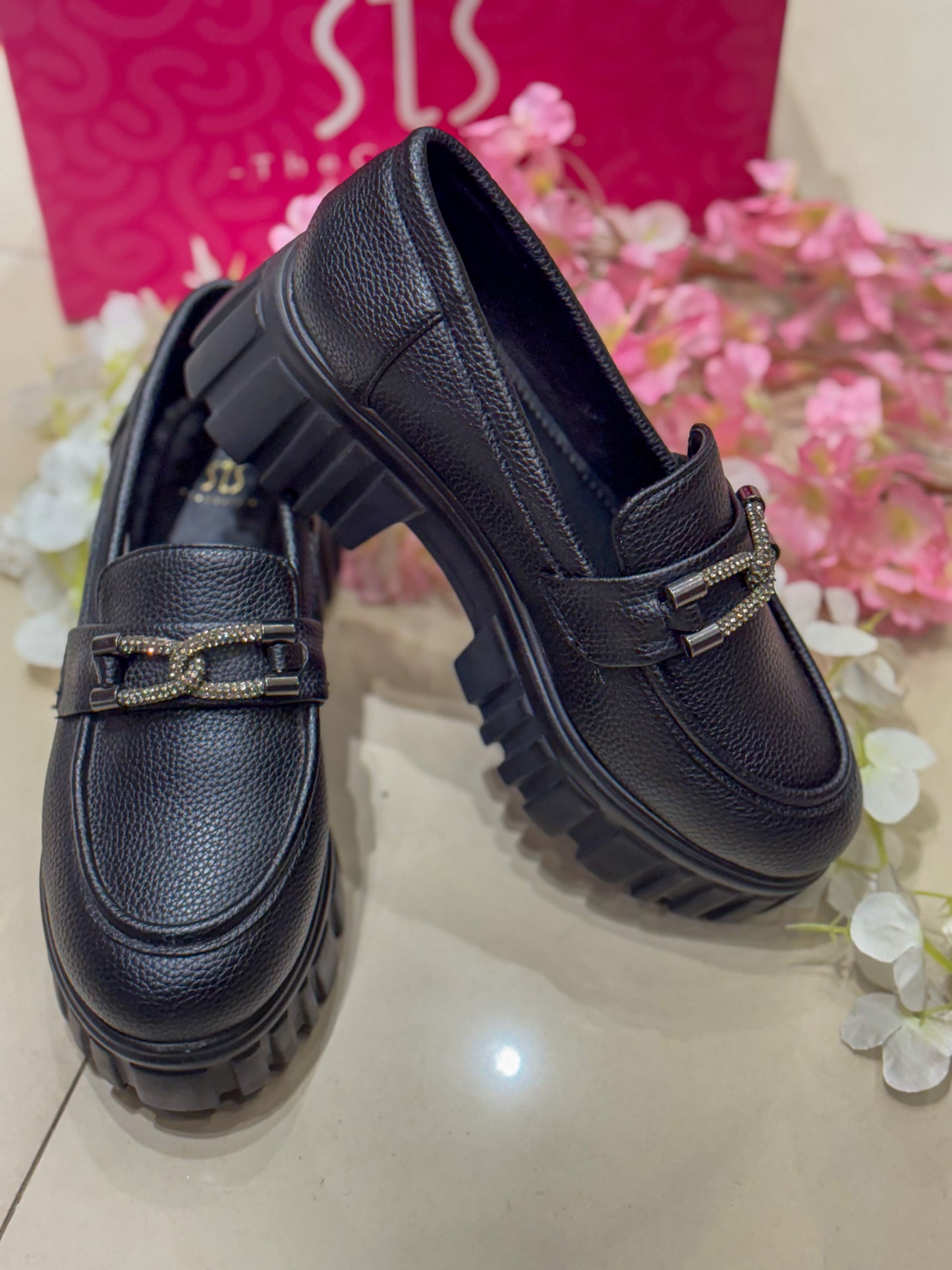 Noir Elevate Wedge Loafers
