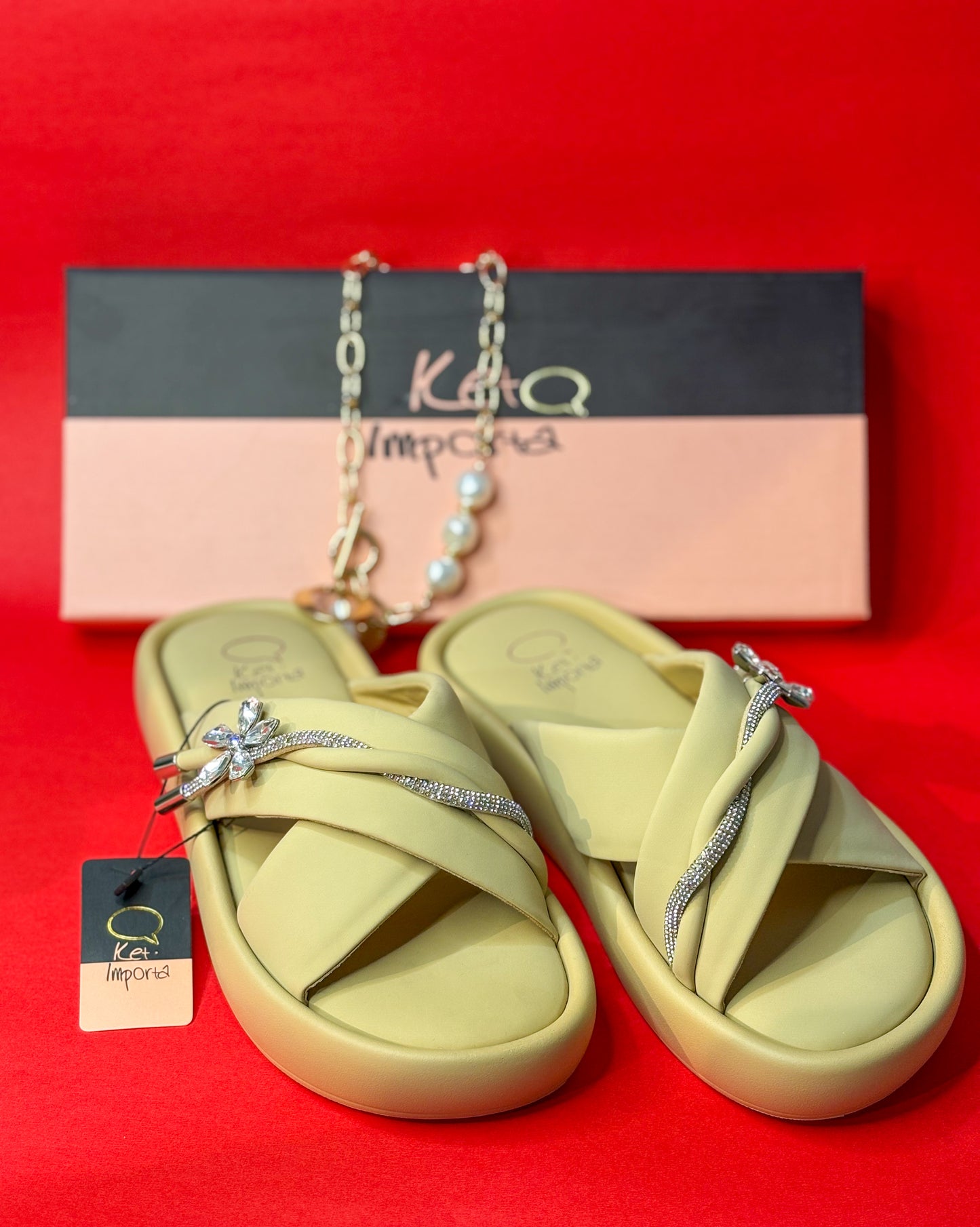 Beige Glimmer Flats