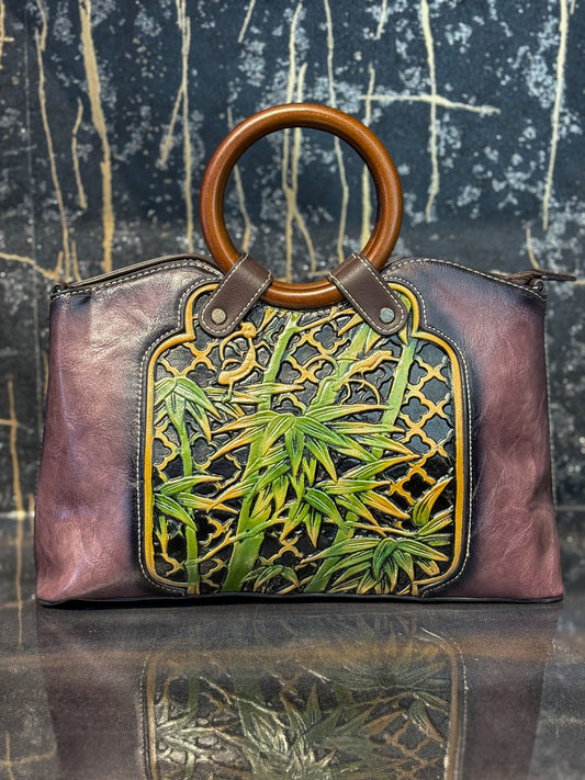 Burgundy Leaf Luxe Handbag