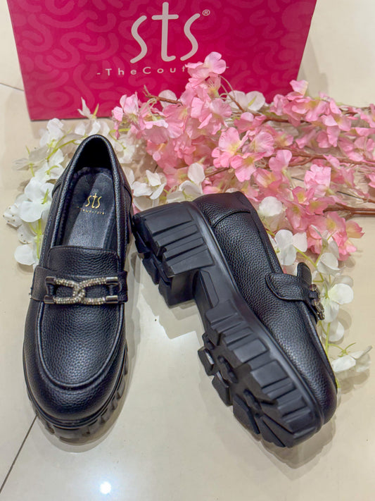 Noir Elevate Wedge Loafers