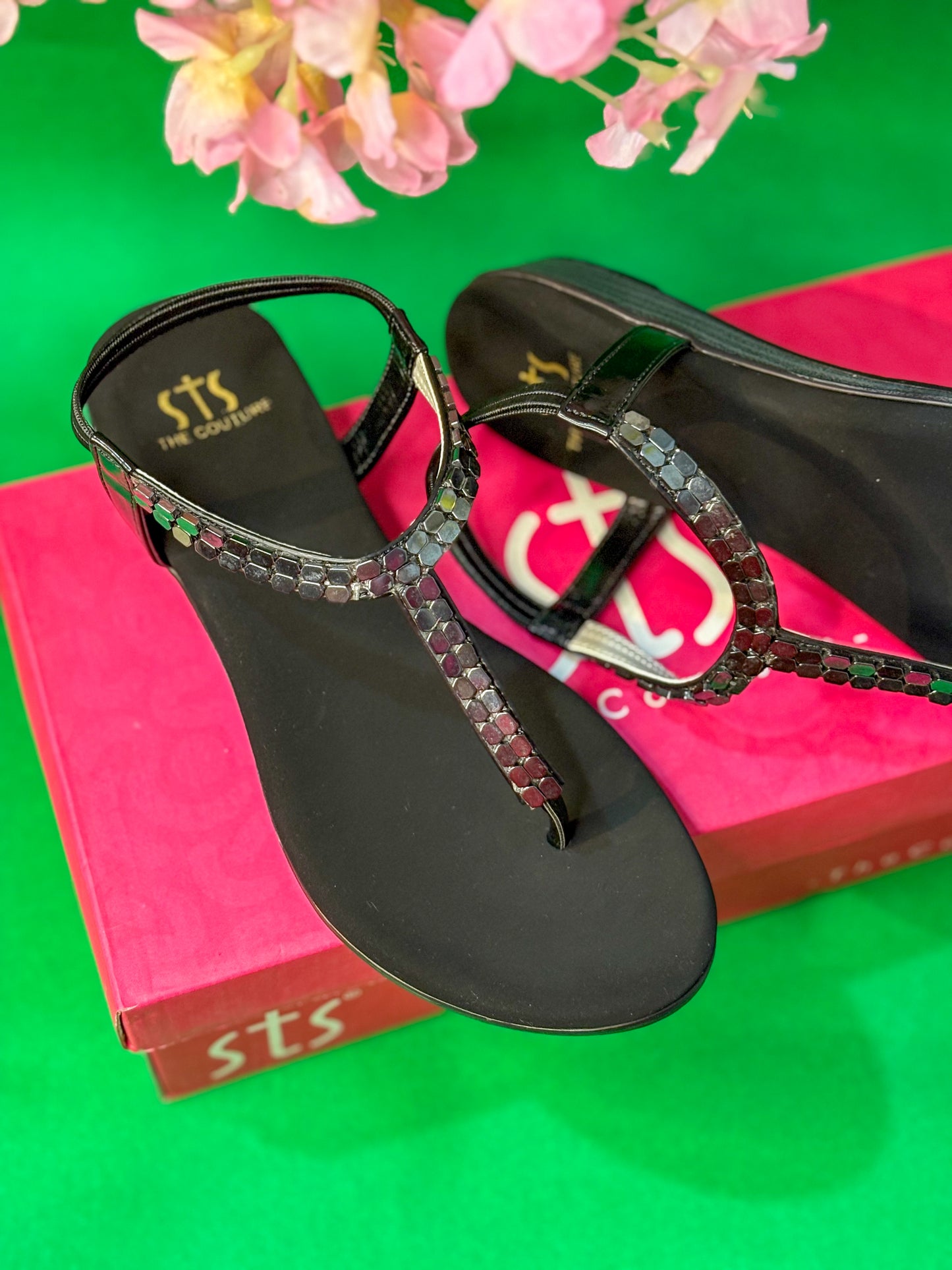 Noir Luxe Flat Sandals