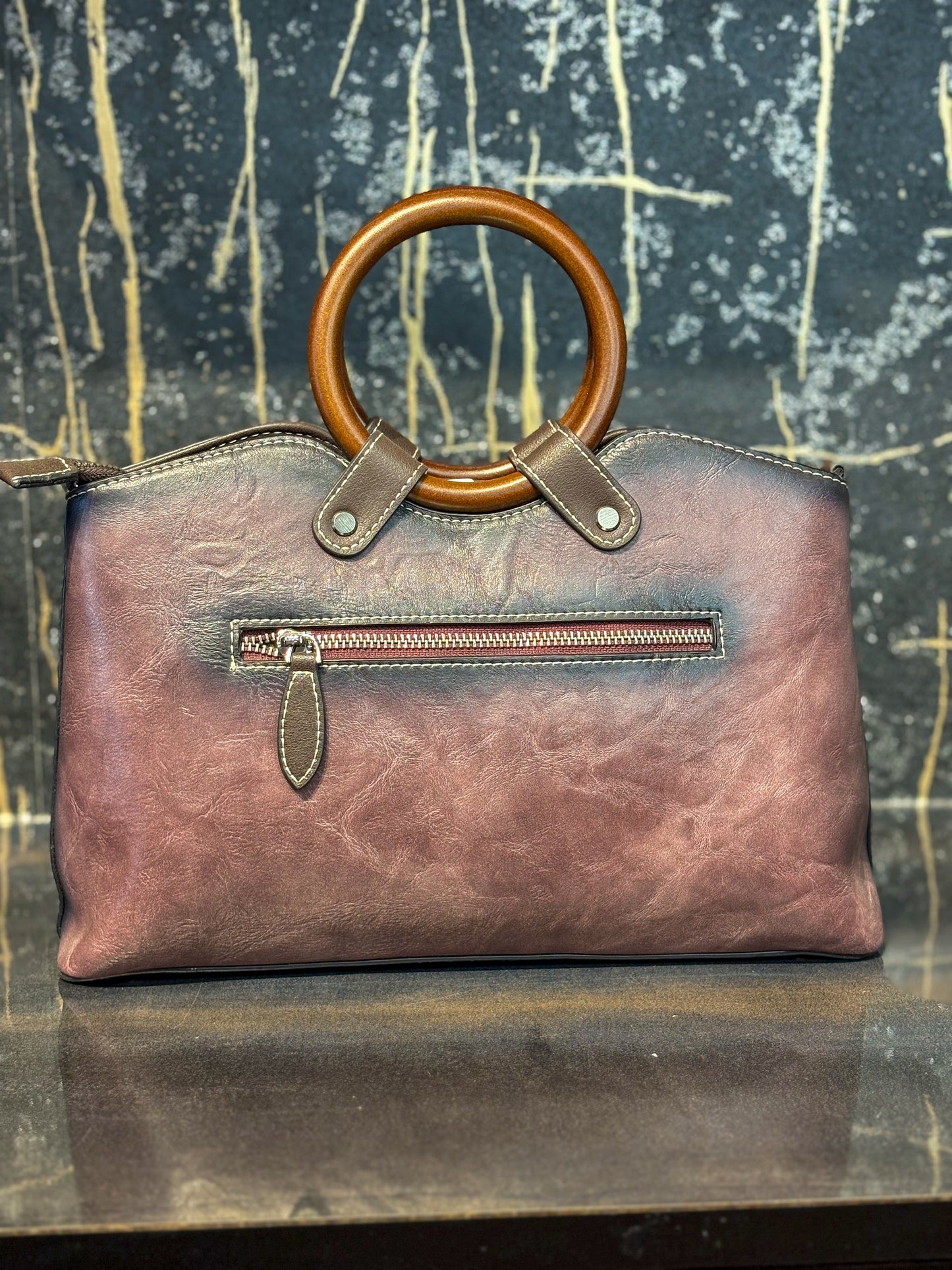 Burgundy Leaf Luxe Handbag