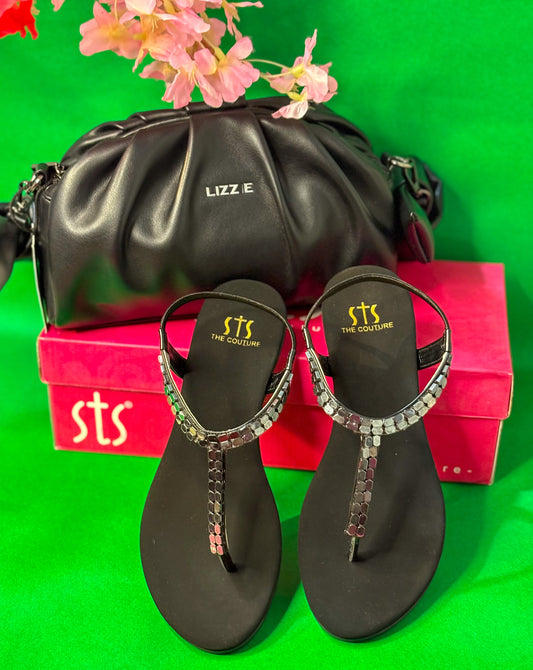 Noir Luxe Flat Sandals