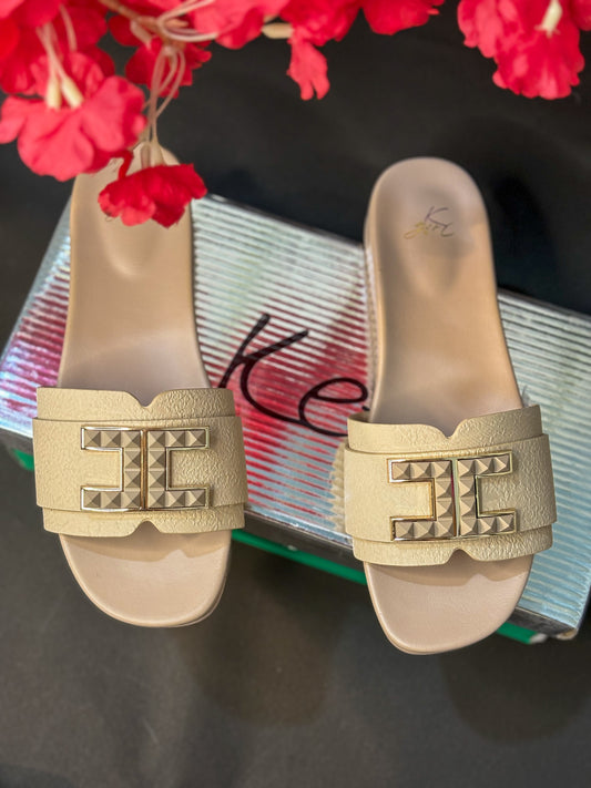Beige Single-Strap Comfort Slider