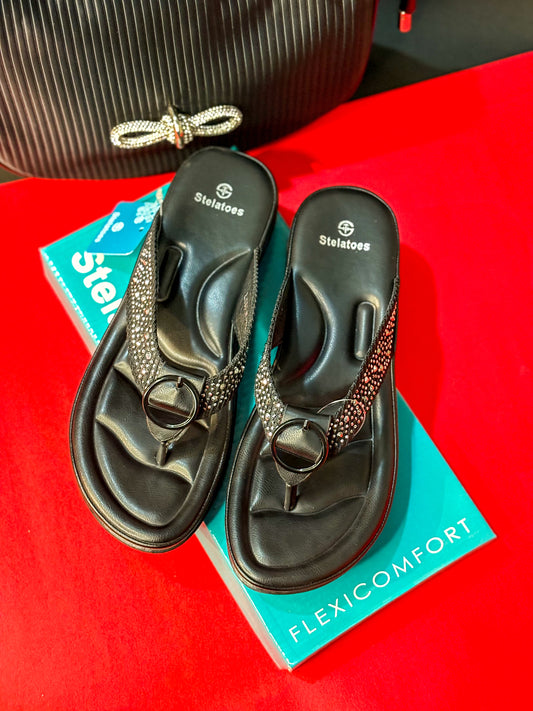 Black Cross Comfort Flats