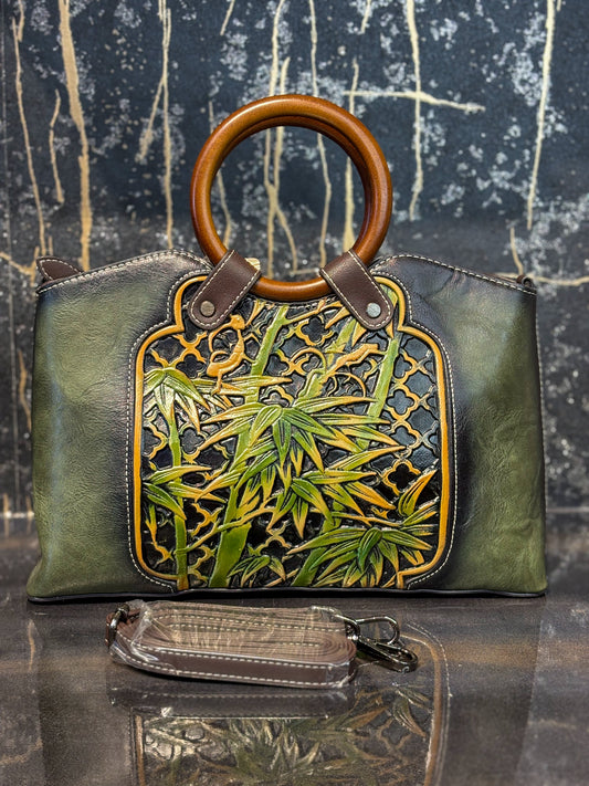 Green Leaf Luxe Handbag