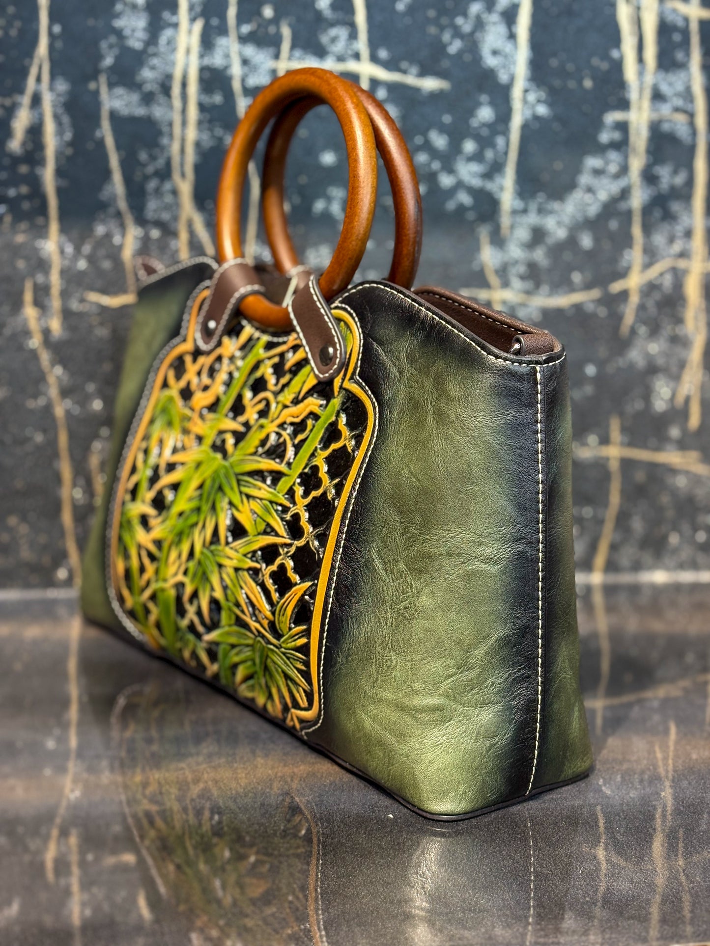 Green Leaf Luxe Handbag