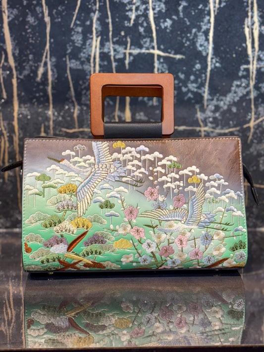 Tan Wooden Elegance Handbag